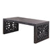 47.2' Solid Black Carved Wood Coffee Table – Handcrafted Look with Ornate Side Panels Default -DTYStore