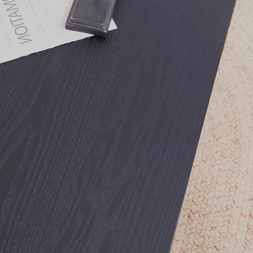 47.2' Solid Black Carved Wood Coffee Table – Handcrafted Look with Ornate Side Panels Default -DTYStore