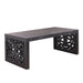 47.2' Solid Black Carved Wood Coffee Table – Handcrafted Look with Ornate Side Panels Default -DTYStore