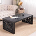 47.2' Solid Black Carved Wood Coffee Table – Handcrafted Look with Ornate Side Panels Default -DTYStore