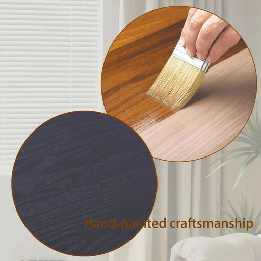 47.2' Solid Black Carved Wood Coffee Table – Handcrafted Look with Ornate Side Panels Default -DTYStore