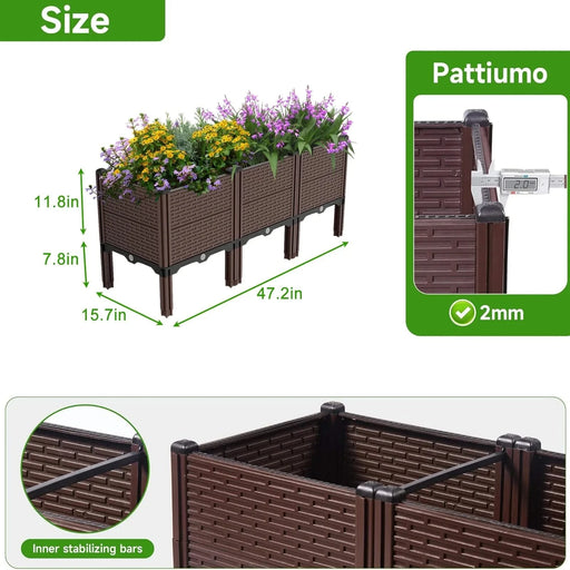 47.2x15.7x19.6in Raised Garden Beds Outdoor, Polypropylene Planter Boxes Outdoor for Vegetables, Flowers, Herbs, Garden Box with Drain Outlet, Heat and Frost Resistant Planters, 440 lbs Capacity Default -DTYStore