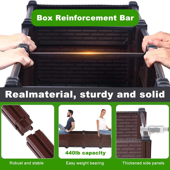 47.2x15.7x19.6in Raised Garden Beds Outdoor, Polypropylene Planter Boxes Outdoor for Vegetables, Flowers, Herbs, Garden Box with Drain Outlet, Heat and Frost Resistant Planters, 440 lbs Capacity Default -DTYStore