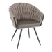 Braided Matisse Contemporary Chair in Black Metal with Grey Faux Leather and Grey Fabric by LumiSource - DTYStore