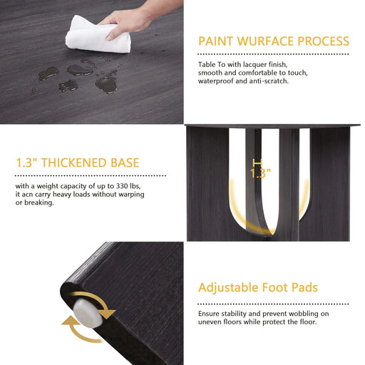 47.3' Round Dining Set with 4 Upholstered Dining Chairs, Modern Round Dining Table Set for 4, 5-Piece Round Dining Table Set for Living Room, Kitchen, Antique Black & Beige Default -DTYStore