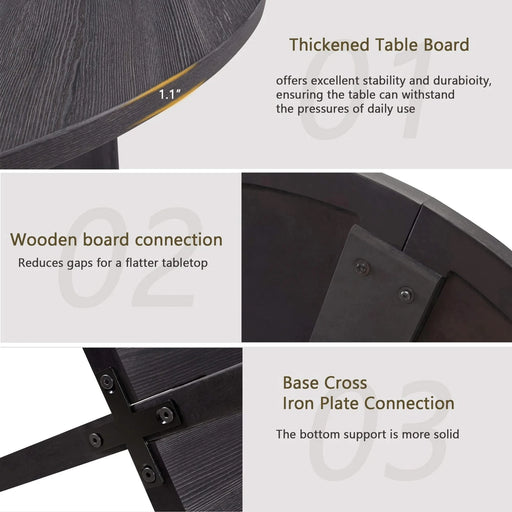 47.3' Round Dining Set with 4 Upholstered Dining Chairs, Modern Round Dining Table Set for 4, 5-Piece Round Dining Table Set for Living Room, Kitchen, Antique Black & Beige Default -DTYStore