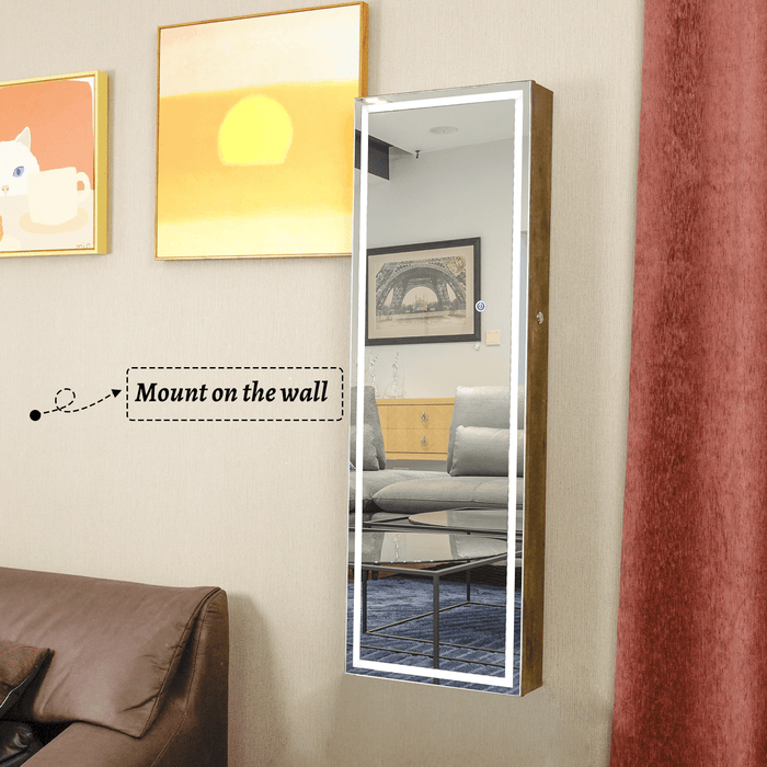 Fashion Simple Jewelry Storage Mirror Cabinet With LED Lights Can Be Hung On The Door Or Wall - DTYStore
