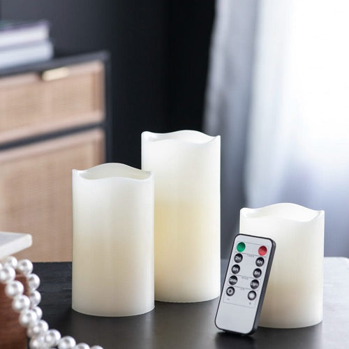 Set of 3 Ivory LED Candles with Remote Timer, L:D3X6' M:D3X5' S:D3X4' - Image 3