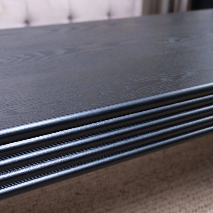 47.6 Modern Black Ribbed Coffee Table – Rectangular Low Profile Center Table for Living Room Default -DTYStore