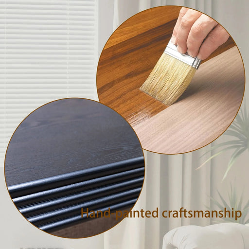 47.6 Modern Black Ribbed Coffee Table – Rectangular Low Profile Center Table for Living Room Default -DTYStore