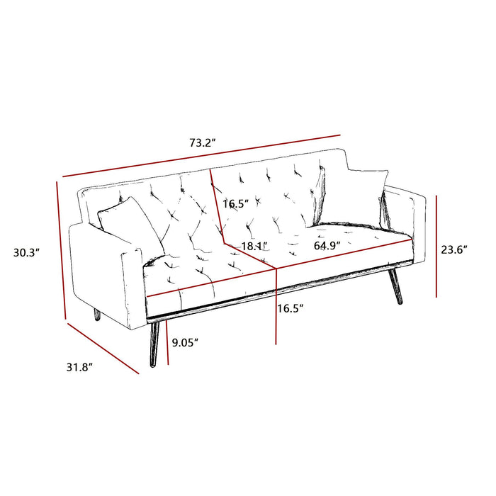 BLACK Convertible Folding Futon Sofa Bed , Sleeper Sofa Couch for Compact Living Space. - DTYStore