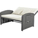 PE Wicker Rattan Double Chaise Lounge, 2-Person Reclining Daybed with Adjustable Back and Cushions, Free Furniture Protection Cover, White - DTYStore