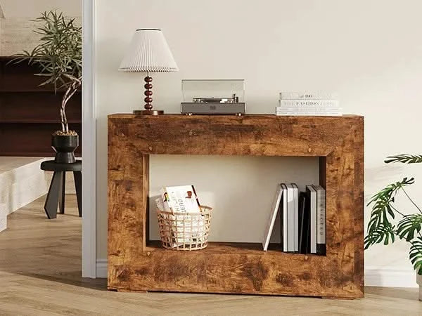 47' Farmhouse Console Table, Sofa Table Accent Table, Entryway Table with Storage, Narrow Entryway Table for Hallway, Living Room, Entrance, Foyer (Dark Brown) Default -DTYStore