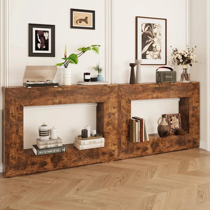47' Farmhouse Console Table, Sofa Table Accent Table, Entryway Table with Storage, Narrow Entryway Table for Hallway, Living Room, Entrance, Foyer (Dark Brown) Default -DTYStore