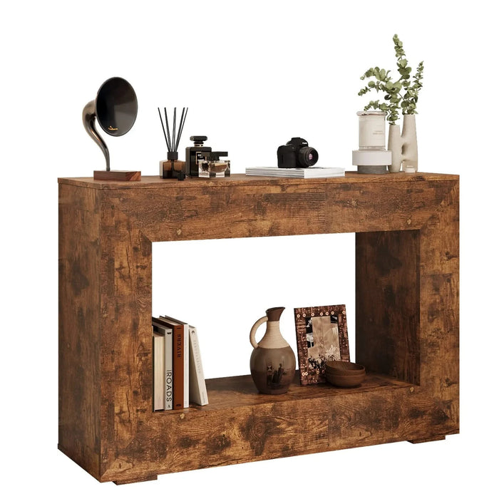 47' Farmhouse Console Table, Sofa Table Accent Table, Entryway Table with Storage, Narrow Entryway Table for Hallway, Living Room, Entrance, Foyer (Dark Brown) Default -DTYStore