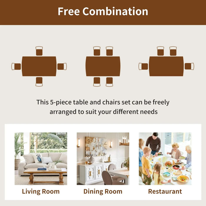 47 Inch Mid Century Modern Dining Table, Solid Wood Kitchen & Dining Room Table for 4, Minimalist Table for Dining Room, Rectangular Dinette Table, Easy Assembly Default -DTYStore