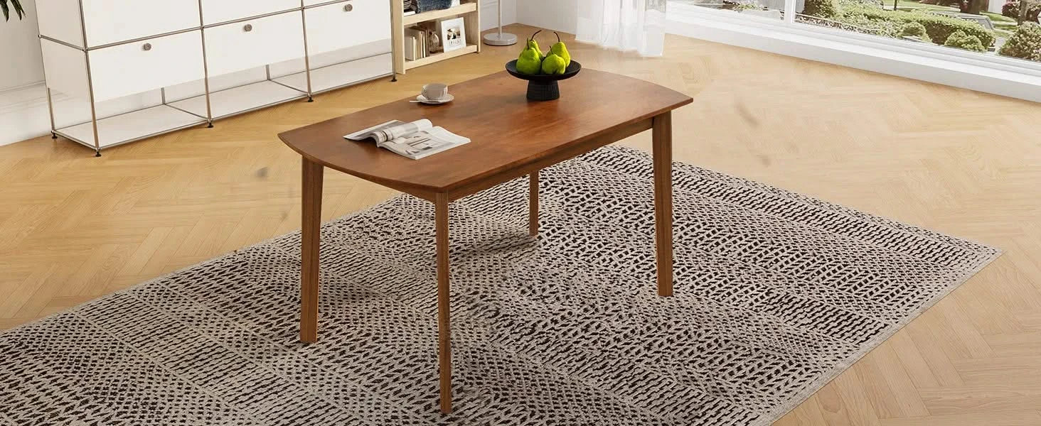 47 Inch Mid Century Modern Dining Table, Solid Wood Kitchen & Dining Room Table for 4, Minimalist Table for Dining Room, Rectangular Dinette Table, Easy Assembly Default -DTYStore