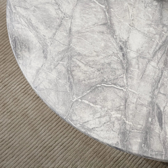 47' Round Marble Dining Table, Modern Kitchen Table with High Gloss Faux Marble Tabletop and Stainless Steel Base for Dining Room, Kitchen (Gold,Gray)(only table) Default -DTYStore