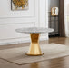 47' Round Marble Dining Table, Modern Kitchen Table with High Gloss Faux Marble Tabletop and Stainless Steel Base for Dining Room, Kitchen (Gold,Gray)(only table) Default -DTYStore