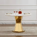47' Round Marble Dining Table, Modern Kitchen Table with High Gloss Faux Marble Tabletop and Stainless Steel Base for Dining Room, Kitchen (Gold,White)(only table) Default -DTYStore