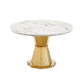 47' Round Marble Dining Table, Modern Kitchen Table with High Gloss Faux Marble Tabletop and Stainless Steel Base for Dining Room, Kitchen (Gold,White)(only table) Default -DTYStore