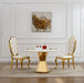 47' Round Marble Dining Table, Modern Kitchen Table with High Gloss Faux Marble Tabletop and Stainless Steel Base for Dining Room, Kitchen (Gold,White)(only table) Default -DTYStore