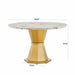 47' Round Marble Dining Table, Modern Kitchen Table with High Gloss Faux Marble Tabletop and Stainless Steel Base for Dining Room, Kitchen (Gold,White)(only table) Default -DTYStore