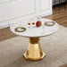 47' Round Marble Dining Table, Modern Kitchen Table with High Gloss Faux Marble Tabletop and Stainless Steel Base for Dining Room, Kitchen (Gold,White)(only table) Default -DTYStore