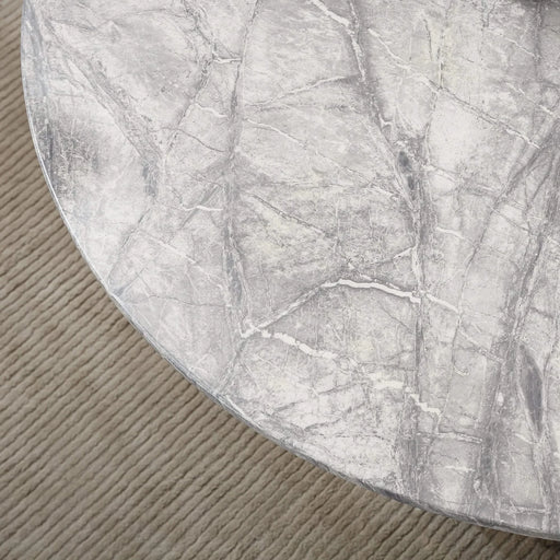 47' Round Marble Dining Table, Modern Kitchen Table with High Gloss Faux Marble Tabletop and Stainless Steel Base for Dining Room, Kitchen (Sliver,Gray)(only table) Default -DTYStore