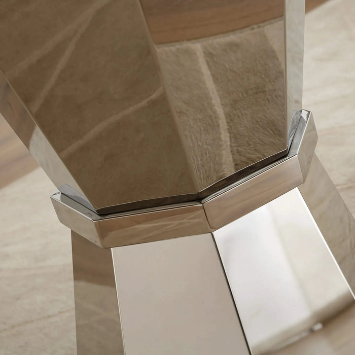 47' Round Marble Dining Table, Modern Kitchen Table with High Gloss Faux Marble Tabletop and Stainless Steel Base for Dining Room, Kitchen (Sliver,Gray)(only table) Default -DTYStore