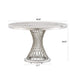 47' Round Marble Dining Table, Modern Kitchen Table with High Gloss Faux Marble Tabletop and Stainless Steel Base for Dining Room, Kitchen (Sliver,White)(Only a table) Default -DTYStore