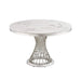 47' Round Marble Dining Table, Modern Kitchen Table with High Gloss Faux Marble Tabletop and Stainless Steel Base for Dining Room, Kitchen (Sliver,White)(Only a table) Default -DTYStore