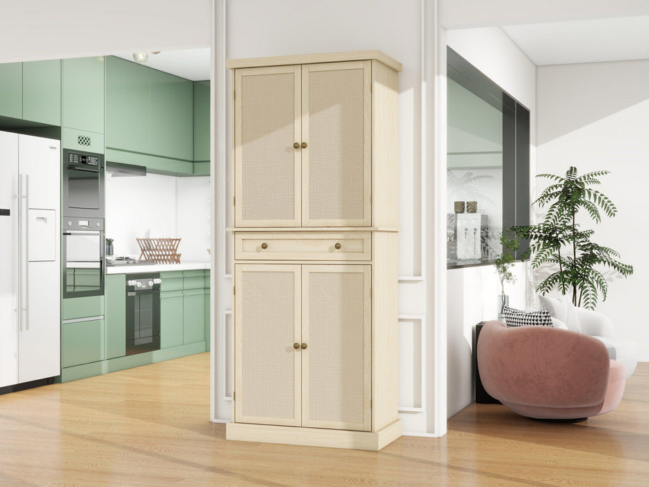 4 Door Cabinet with 1 Drawer, with 4 Adjustable Inner Shelves, Storage Cabinet - DTYStore
