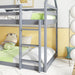 Twin over Twin Rubber Wood Floor Bunk Bed, with ladder,Guardrails,House-Shaped-Bunk Bed,Grey - DTYStore