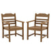 Patio Dining Chair with Armset Set of 2, HIPS Materialwith Imitation Wood Grain Wexture chair for Deck Pool Backyard, Teak - DTYStore