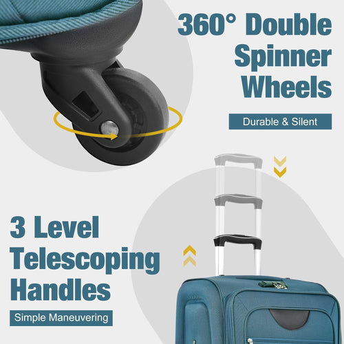 Softside Luggage Expandable 3 Piece Set Suitcase with Duffel Bag Upright Spinner Softshell Lightweight Luggage Travel Set - Image 6