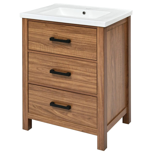 48'' Bathroom Vanity with Ceramic Basin Sink, Modern Bathroom Storage Cabinet with 3 Drawers, Freestanding Bathroom Vanity Cabinet with Single Sink (Same as SW000108AAP) Default -DTYStore