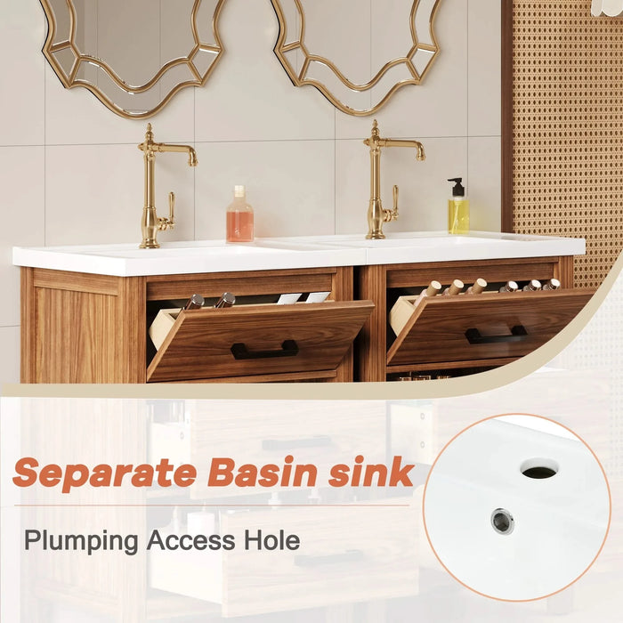 48'' Bathroom Vanity with Ceramic Basin Sink, Modern Bathroom Storage Cabinet with 3 Drawers, Freestanding Bathroom Vanity Cabinet with Single Sink (Same as SW000108AAP) Default -DTYStore