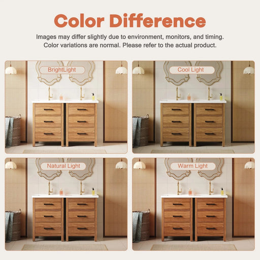 48'' Bathroom Vanity with Ceramic Basin Sink, Modern Bathroom Storage Cabinet with 3 Drawers, Freestanding Bathroom Vanity Cabinet with Single Sink (Same as SW000108AAP) Default -DTYStore