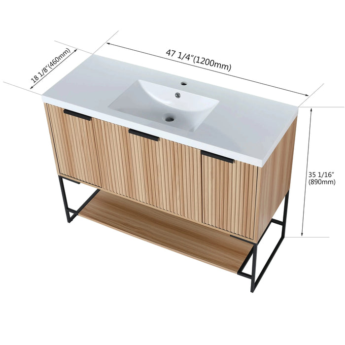 48 Inch Freestanding Bathroom Vanity With Resin Basin,48x18-W99951400 Default -DTYStore