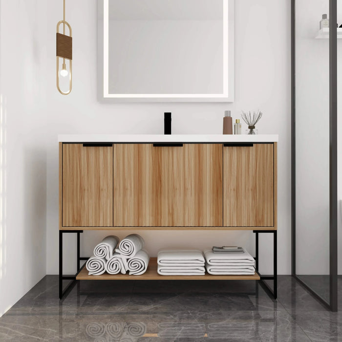 48 Inch Freestanding Bathroom Vanity With Resin Basin,48x18-W99951400 Default -DTYStore