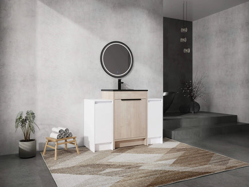 48 Inch Freestanding Bathroom Vanity with Black Ceramic Sink and 2-Storage Cabinets, Soft Closing Door, 02424+0312*2 Combination Cabinet, KD-Package Default -DTYStore