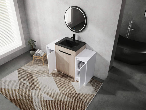 48 Inch Freestanding Bathroom Vanity with Black Ceramic Sink and 2-Storage Cabinets, Soft Closing Door, 02424+0312*2 Combination Cabinet, KD-Package Default -DTYStore