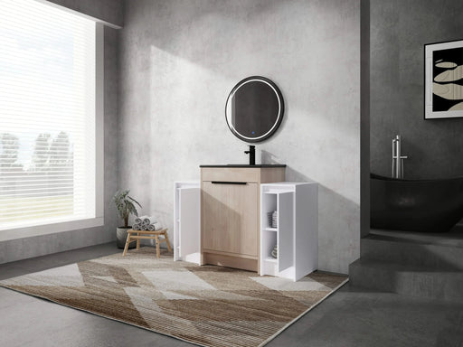 48 Inch Freestanding Bathroom Vanity with Black Ceramic Sink and 2-Storage Cabinets, Soft Closing Door, 02424+0312*2 Combination Cabinet, KD-Package Default -DTYStore