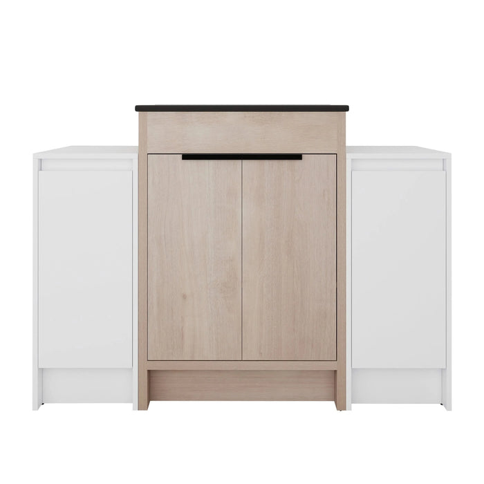 48 Inch Freestanding Bathroom Vanity with Black Ceramic Sink and 2-Storage Cabinets, Soft Closing Door, 02424+0312*2 Combination Cabinet, KD-Package Default -DTYStore