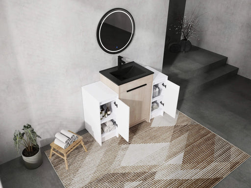 48 Inch Freestanding Bathroom Vanity with Black Ceramic Sink and 2-Storage Cabinets, Soft Closing Door, 02424+0312*2 Combination Cabinet, KD-Package Default -DTYStore