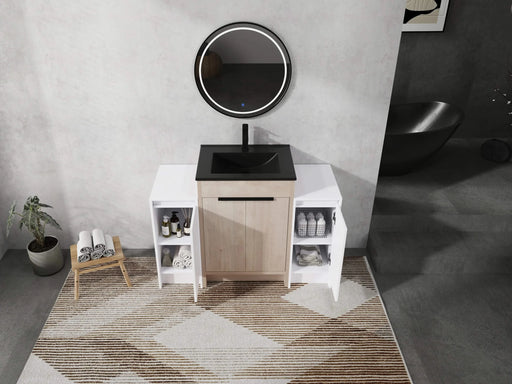 48 Inch Freestanding Bathroom Vanity with Black Ceramic Sink and 2-Storage Cabinets, Soft Closing Door, 02424+0312*2 Combination Cabinet, KD-Package Default -DTYStore