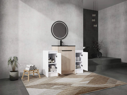 48 Inch Freestanding Bathroom Vanity with Black Ceramic Sink and 2-Storage Cabinets, Soft Closing Door, 02424+0312*2 Combination Cabinet, KD-Package Default -DTYStore