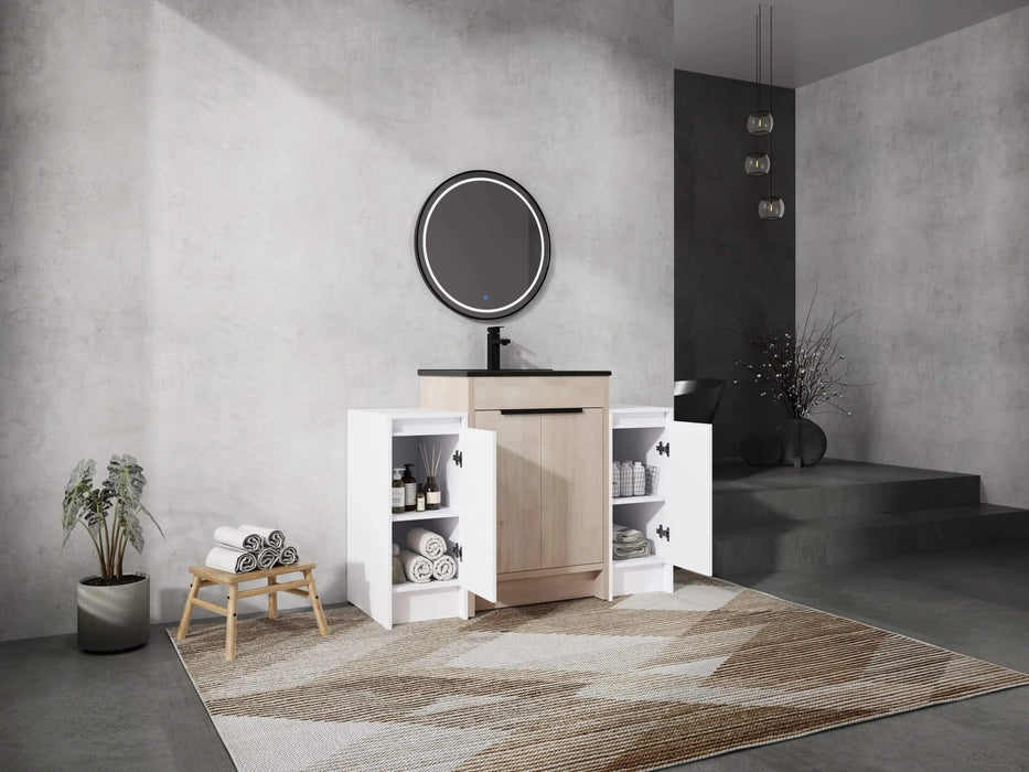 48 Inch Freestanding Bathroom Vanity with Black Ceramic Sink and 2-Storage Cabinets, Soft Closing Door, 02424+0312*2 Combination Cabinet, KD-Package Default -DTYStore