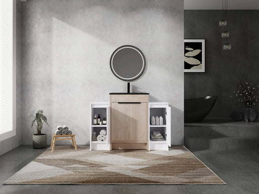 48 Inch Freestanding Bathroom Vanity with Black Ceramic Sink and 2-Storage Cabinets, Soft Closing Door, 02424+0312*2 Combination Cabinet, KD-Package Default -DTYStore